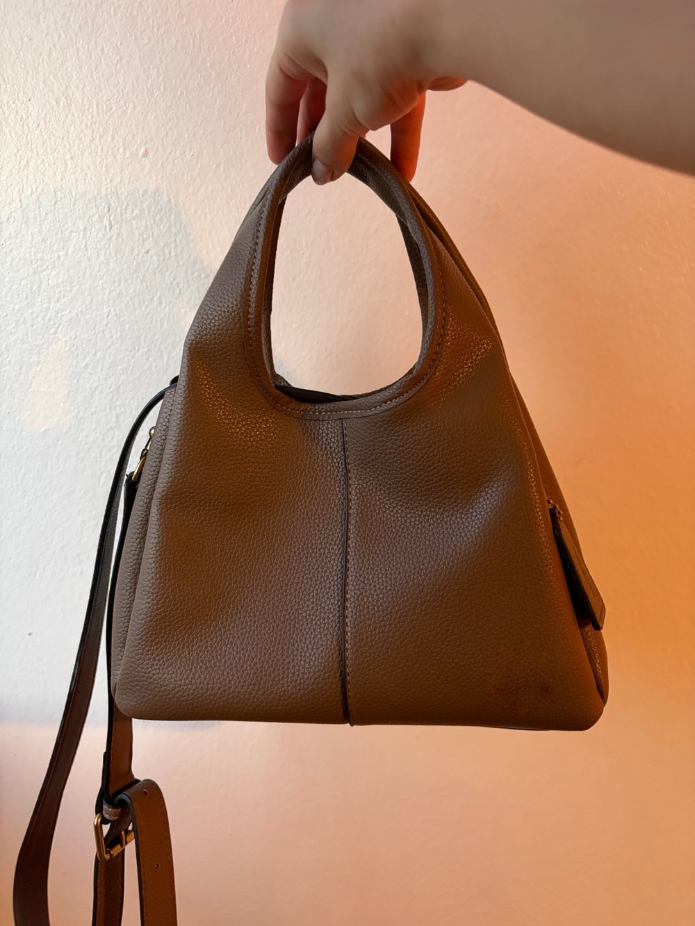 Classic Pebbled Leather Tote Bag in Brown